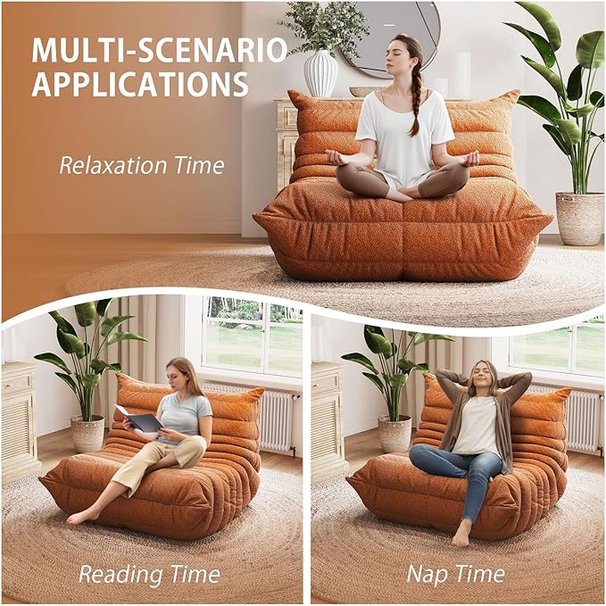 Selyteramy Oversized Bean Bag Chairs for Adults, Giant Beanbag Chair with Memory Foam, Comfy Lounge Chair Lazy Sofa for Apartment, Living Room, Bedroom, Office(Teddy Fabric)