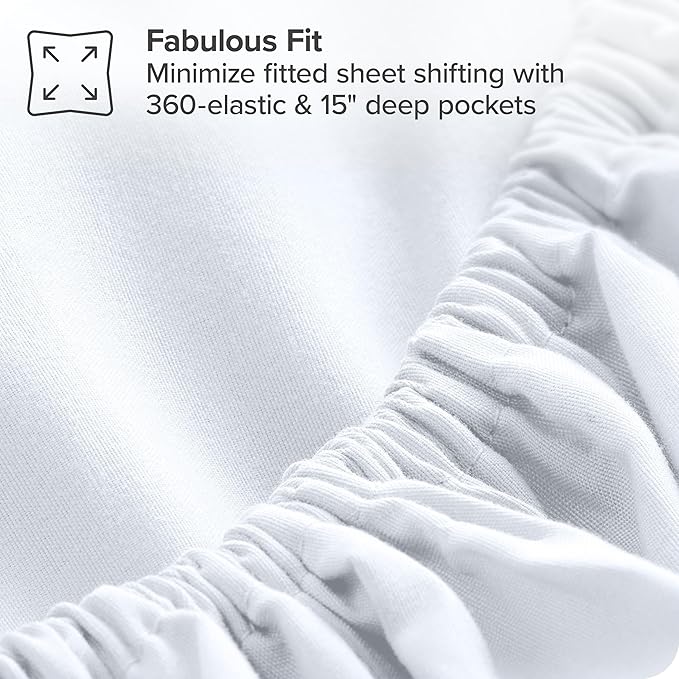 Bare Home Bed-in-A-Bag 7 Piece Comforter & Sheet Set - Queen - Goose Down Alternative - Ultra-Soft 1800 Premium - Bedding Set (Queen, White/White)