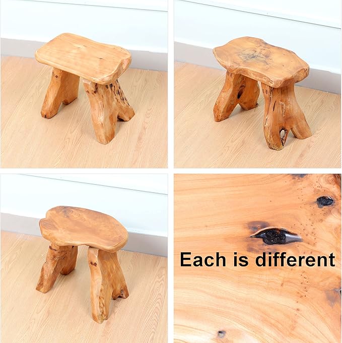 Brefhome Cedar Wood Stump Outdoor/Indoor Side Table,Garden Stool End Table,Little Wooden Plant Stool,Small Wood Seat Stool, wood stool-3, Light Brown