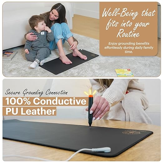 Terra Sol Grounding Mat for Feet - Premium 29x12.5in Earthing Mat for Pain Relief, Better Sleep & Inflammation Reduction - Yoga Grounding Pad with 15ft Cord & Safety Testers