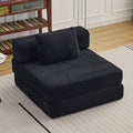 Folding Sofa Bed, Convertible Sleeper Chair with Pillow, Single Sofa with Back Support, Portable Fold Out Chair Cloud Couch Bed, Comfy Floor Sofa Lounge for Living Room Bedroom, Black