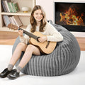 Homguava 2FT Bean Bag Chair, 2' Small Bean Bags with Memory Foam Filled, Beanbag Chairs with Machine Washable Cover Dutch Corded Plush Cover for Classroom,Living Room,Bedroom-Grey