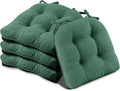 Basic Beyond Chair Cushions for Dining Chairs 4 Pack, Chair Cushion with Ties and Non Slip Backing, 15.5 x 15.5 inches Tufted Chair Pads for Dining Chairs(Forest Green)