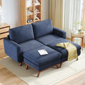 Vesgantti 68" Loveseat Sofa with Movable Ottoman, Comfy Corduroy Couch with Spring Cushion, Sofa Couch with Solid Wood, Modern Office Sofa with Deep Seat for Living Room and Bedroom, Dark Blue