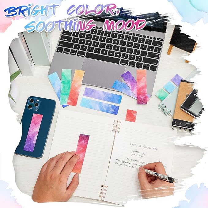 Gersoniel 72 Pcs Anxiety Sensory Stickers Strips Adhesive Textured Mental Health Calm Stickers Mindfulness Fidget Decals Stress Anxiety Relief Items for Therapy Office Desk Counselor(Watercolor)