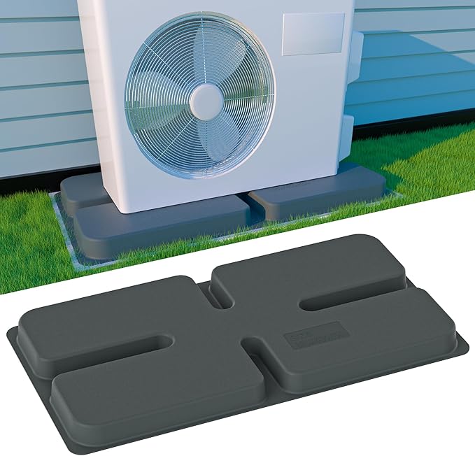 Toutgood Mini Split Pad for Condenser: Ground Base for Air Conditioner Outdoor Condenser Units, Plastic Equipment Pad for Ductless Minisplit Heat Pump Systems HAVC, Gray, 34.6" x 18.1" x 2"
