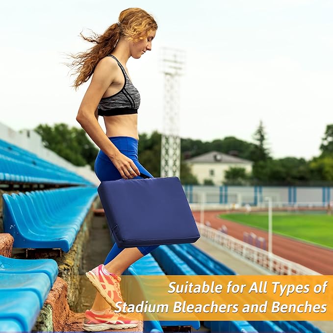 2 Pcs Stadium Seat Cushions Water-Repellent Bleacher Seat Cushions Indoor & Outdoor Seat Cushion for Bleachers Portable Stadium Cushion for Sports Events, Office Chairs, Beaches