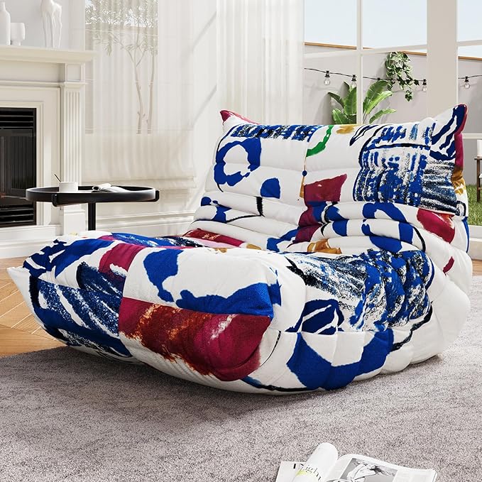 Selyteramy Oversized Bean Bag Chairs for Adults, Giant Beanbag Chair with Memory Foam, Comfy Lounge Chair Lazy Sofa for Apartment, Living Room, Bedroom, Office(Knit Fabric)