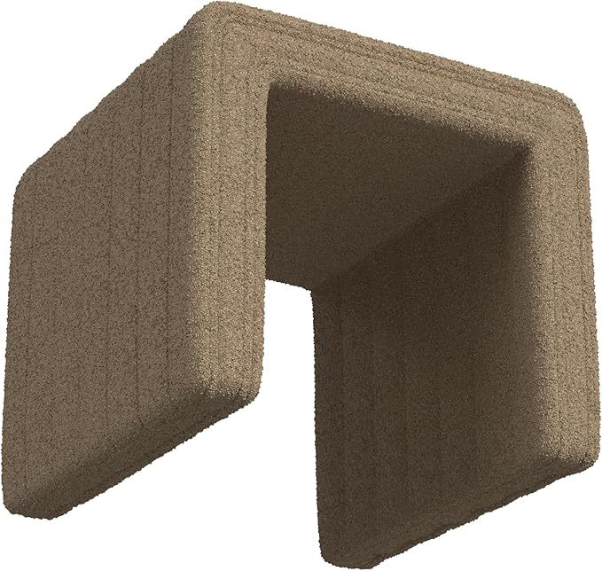 HomePop Modern Channel Tufted Ottoman|Homepop Home Décor|Ottoman for Living Room & Bedroom - Brown Boucle