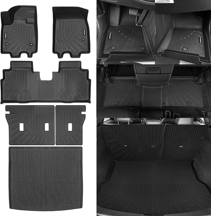 Naibeve Floor Mats for Cadillac Optiq 2025 2026 - All Weather for Cadillac Optiq Floor Mats Liners 2 Row & Cargo Mat & Backrest Mats Accessories