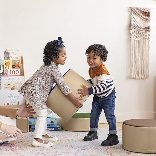 ECR4Kids SoftZone Colorful Stump Stool Set, Flexible Seating, Earthtone, 3-Piece
