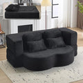 Orynveela Convertible Folding Sofa Bed, 78” Full Size Sleeper Loveseat, Chenille Full Foam Floor Couch for Living Room Bedroom, No Assembly Required (Black)