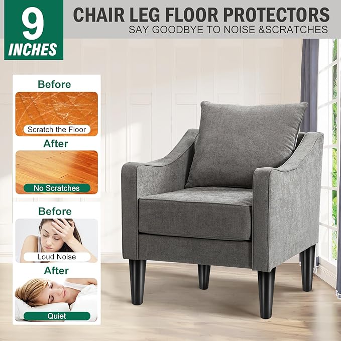 FoDau770 Black Rubber Wood Furniture Legs 9 Inches, Straight Tapered Wood Feet Mid Century Sofa Legs Set of 4, 5/16" UNC Furniture Feet for Cabinet Couch Dresser Chair Ottoman Table