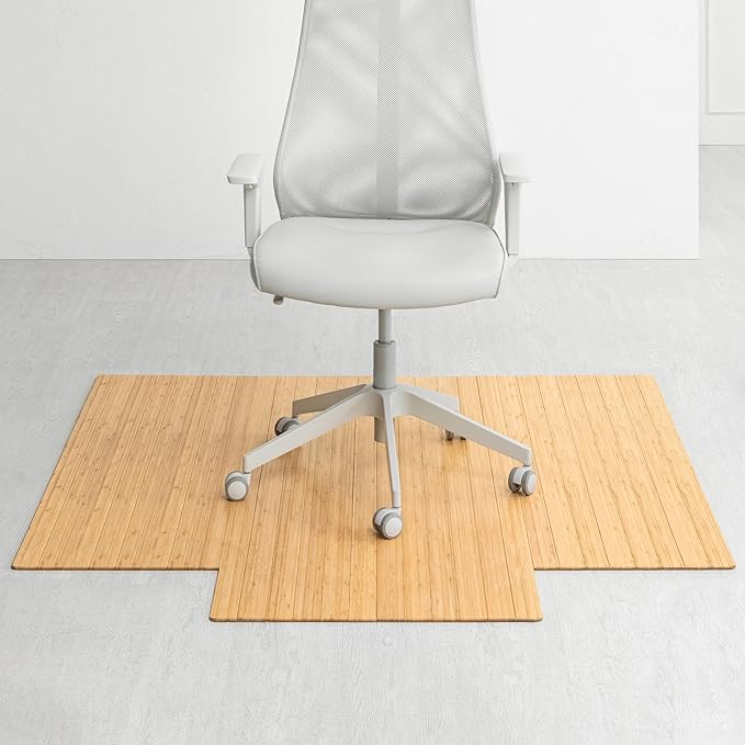 Anji Mountain Office Chairmat Thickest & Sturdy Bamboo Chairmats Highly Premium Quality Anti-Slip Heavy Duty for Multi-Purpose Hardwood Floor Office & Home Floor Protector Office Chair mat-5mm Thick