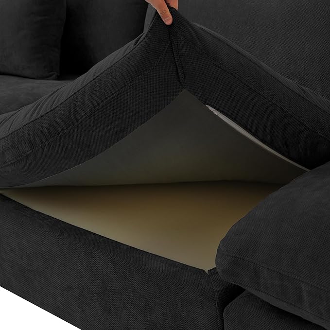 Modular Sectional Sofa Couch With Ottoman,156inch U Shaped Down Filled Cloud Couch,Convertible Sofa Bed Living Room Set,8 Seat Sleeper Bed, Cover Washable and Replaceable Couches for Living Room,Black