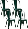 Metal Dining Chairs Set of 2,Stackable Tolix Chair Indoor/Outdoor for Kitchen,Cafe,Restaurant,Bistro & Patio Multiple Colors(Dark Green)