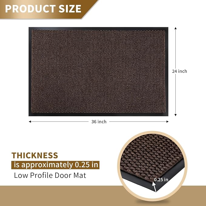 Yimobra Doormat Outdoor Indoor Entrance 36 x 24, All-Season All-Weather Front Door Mat, 100% Waterproof Welcome Matt for Floor Garage Outside Entry, Stain and Fade Resistant