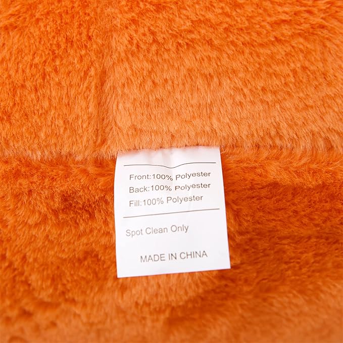 A Nice Night Faux Fur Reading Pillow Bed Wedge Large Adult Children Backrest with Arms Back Support for Sitting Up in Bed/Couch for Bedrest, Orange