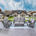 Rilyson Wicker Patio Furniture Set - 6 Piece Rattan Outdoor Sectional Conversation Sets with 2 Rocking Swivel Chairs,2 Ottomans and 2 Sofa for Porch Deck Garden(Mixed Grey/Grey)
