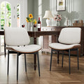 YaFiti Dining Chairs Set of 2, Dining Room and Kitchen Chairs, Mid Century Modern Accent Chair, Upholstered PU Leather Chairs for Vanity with Walnut Bentwood and Metal Legs, Beige