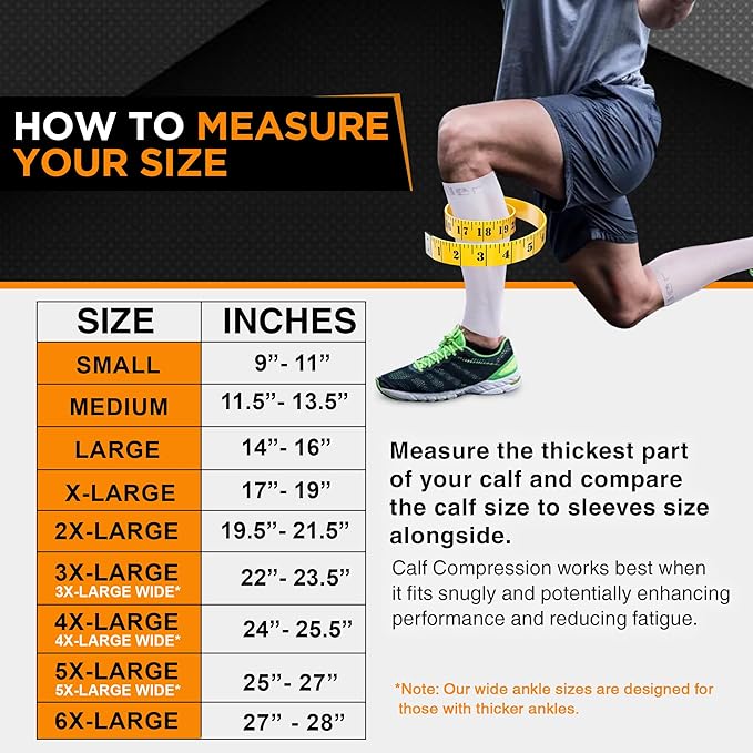 Doc Miller Compression Calf Sleeve for Men & Women – 20-30mmHg Graduated Support for Running, Shin Splints, Calf Strain – Knee High, Small to 6XL Plus Size