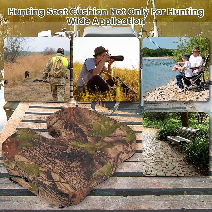 Gel Hunting Seat Cushion - Tree Stand Chairs Seats Pad Cushions Accessories, Treestand Blind Ground Camo Sitting Pads, Adult Portable Pads for Outdoor Sports Fishing Camping Travel,17.32"×13.39"×3.15"