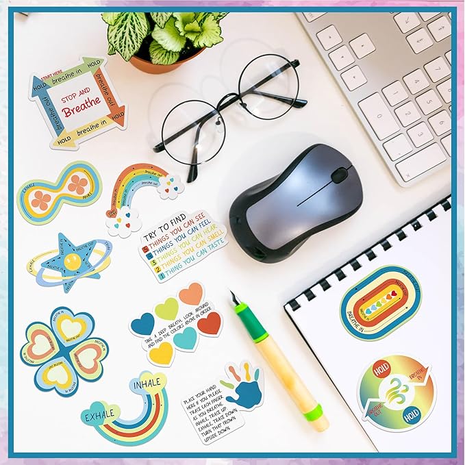 Fulmoon 120 Pcs Anxiety Sensory Stickers Textured Sensory Strips Tactile Rough Calm Sensory Stickers Adhesive Tactile Fidget Tool for Classroom Desk Adults Teens Anxiety Relief(Retro Color)