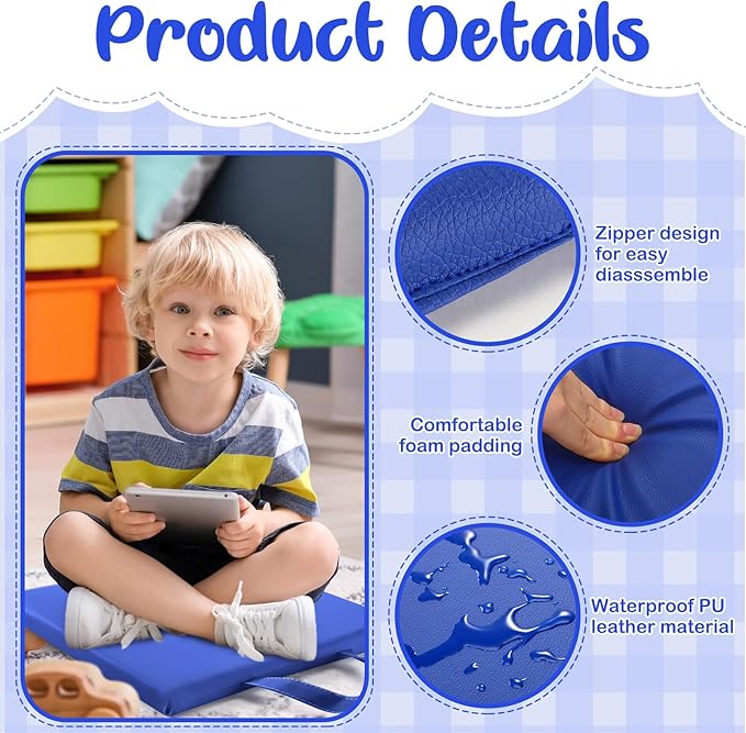 Suzile 12 Pcs 12'' Square Floor Cushions for Kids Classroom Flexible Floor Seating Elementary with Handles Classroom Carpet Cushions for Adults Toddlers Daycare Preschool School