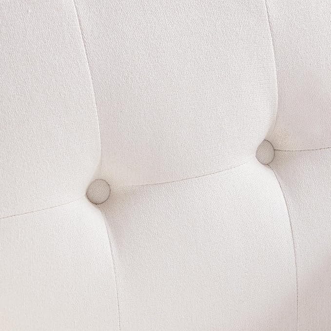 HUIMO Fabric Accent Chairs Set of 4, Button Tufted Living Room Chairs Easy to Install, Mid Century Modern Chair, Upholstered Arm Chair for Living Room Bedroom Study Office (4, White)