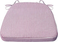 AAAAAcessories D-Shaped Chair Cushions, 2" Thick Dining Chair Pads with Ties and Removable, Machine-Washable Cover, 17" x 16", Pinstripe Red