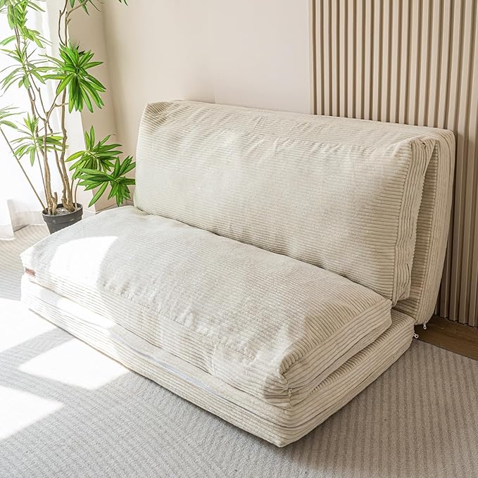 MAXYOYO Folding Sofa Bed, Extra Thick and Long Floor Sofa Convertible Sleeper Chair with Washable Cover, Floor Couch Lounge Bean Bag Bed for Living Room