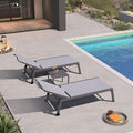 PURPLE LEAF Outdoor Chaise Lounge Set for 2 Oversized Pool Lounge Chairs with Easy-to-Move Wheels and Adjustable Backrest Extra Large Patio Loungers for Poolside Deck Beach Table Included, Light Grey
