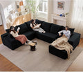 Cloud Sectional Couch with L-Shape Chaise, Modern Modular Comfy Sofa with Deep Seat, Upholstered Corduroy Couches Stupendous U Shaped Sofas for Living Room Bedroom, No Assembly Required, Black