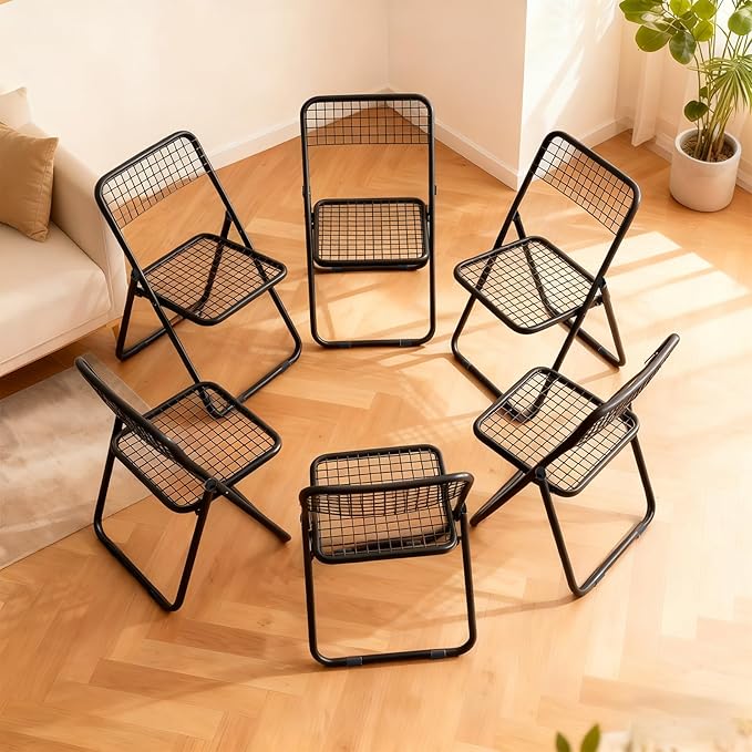 6 Pack Folding Chair,Balck Color,Single Piece,Foldable Space - Saving Design for Indoor/Outdoor Use