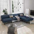 2 Sets 70" Futon Sofa Bed, 4 in 1 Multi-Function Couch Sleeper with Adjustable Backrest, Modern Convertible Futon, Recliner Small Loveseat for Living Room, Blue