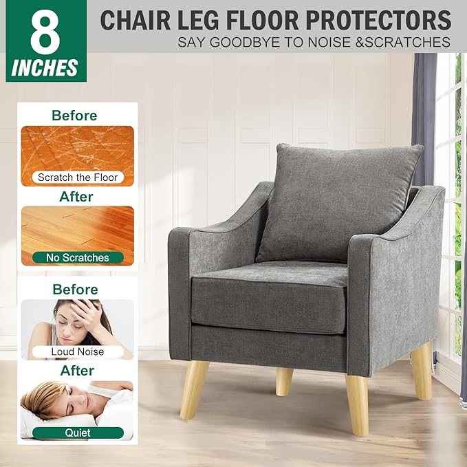 FoDau770 Rubber Wood Furniture Legs 8 Inches, Slant Tapered Wood Feet Mid Century Sofa Legs Set of 4, 5/16" UNC Furniture Feet Replacement Parts for Cabinet Couch Dresser Chair Ottoman Table