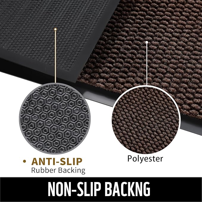 Yimobra Doormat Outdoor Indoor Entrance 47 x 32, All-Season All-Weather Front Door Mat, 100% Waterproof Welcome Matt for Floor Garage Outside Entry, Stain and Fade Resistant, Black Coffee