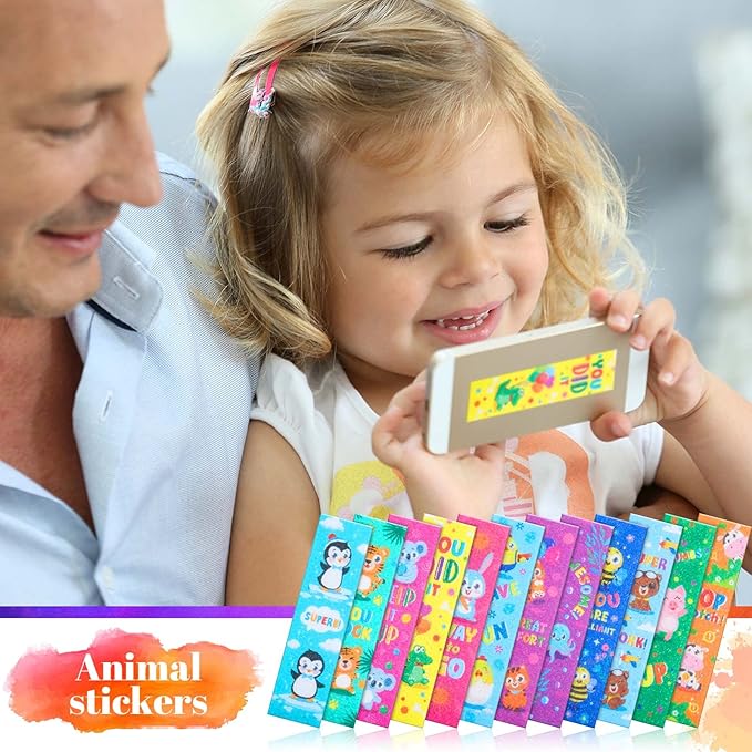 Gersoniel 72 Pcs Anxiety Sensory Stickers Strips Adhesive Textured Mental Health Calm Stickers Mindfulness Fidget Decals Stress Anxiety Relief Items for Therapy Office Desk Counselor(Animals)