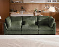 Oversized Modular Sofa, Extra Deep Cloud Corduroy Sectional Couch with Ottoman Chaise, Fluffy Chenille 3 Seater Sofa for Living Room, Villa (Basic 3 Seater, Corduroy Green)