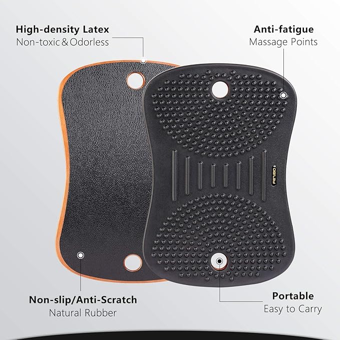FEZIBO Standing Desk Mat Balance Board, Anti Fatigue Mat Standing Desk Office, Wobble Board with Ergonomic Design, Obsidian Black