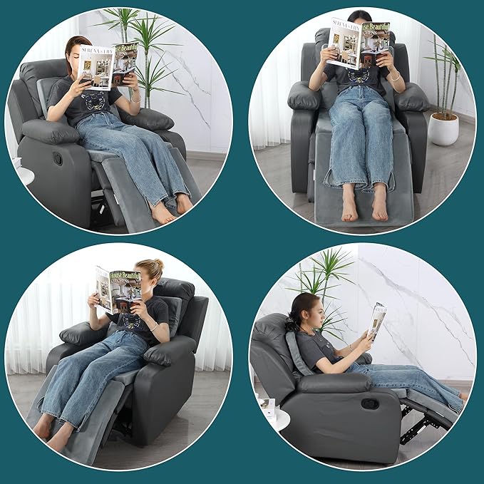 HOMBYS 3-in-1 Recliner Seat Cushion with Lumbar Support Pillow & Footrest, Multi-Functional Adjustable Height 2" to 6" for You to Choose, Non-Slip Foam Chair Cushion for Elderly, Light Grey
