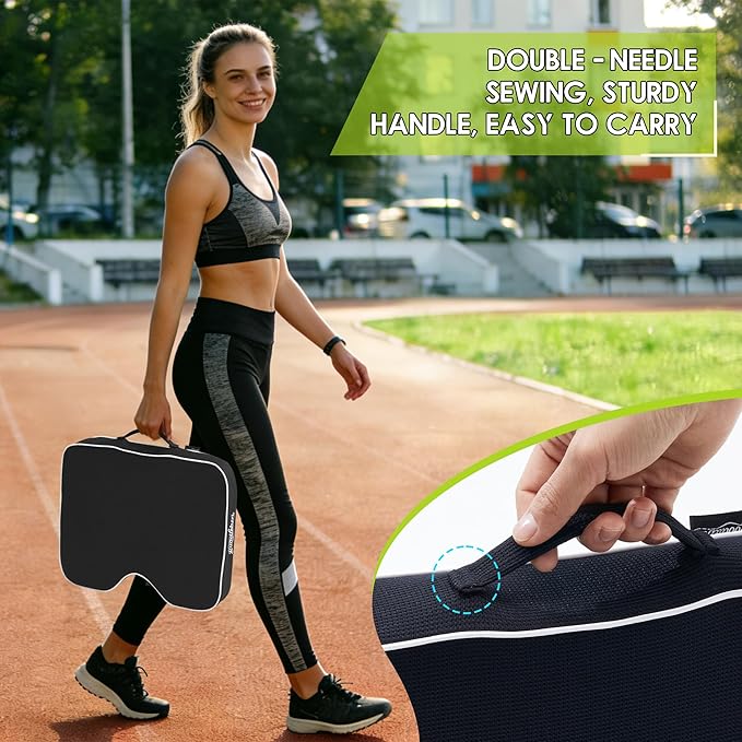 goodleben Stadium Cushion with Dual-Layer Foam (30D Support + 40D Memory), High Elasticity & Breathable, Waterproof Thick Bleacher Pad for Long Games, Portable for Outdoor Indoor Seating