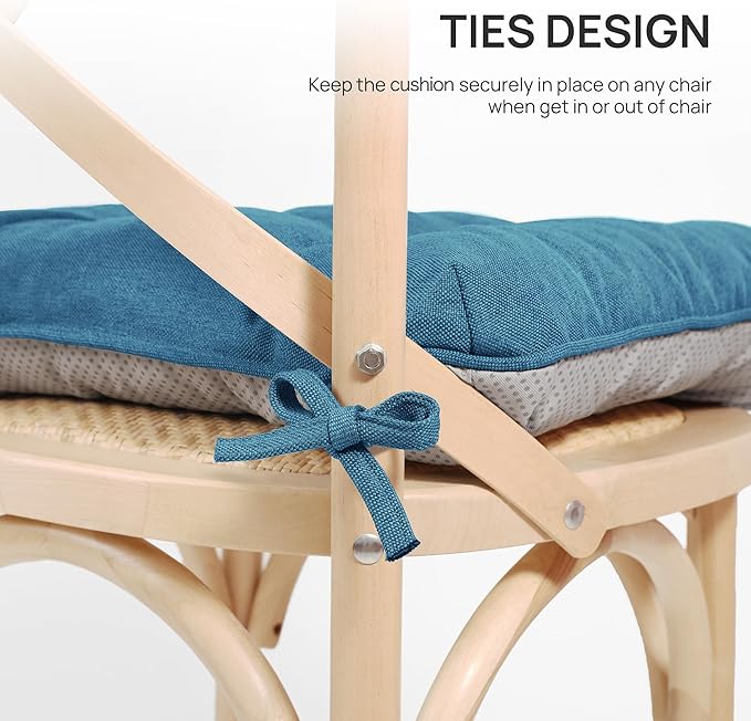 Love's cabin Memory Foam Chair Cushions Set of 4, Outdoor/Indoor Chair Pads for Dining Chairs 4 Pack, Seat Cushions for Kitchen, Dining Room, Office, Patio Chairs, 15.5"x15.5"x3.5" Blue