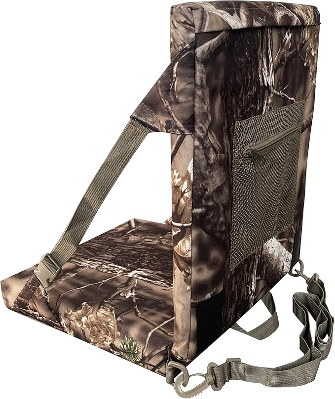AUSCAMOTEK Camouflage Hunting and Stadium Seat Cushion with Backrest - 5cm Thick, Water-Resistant, Silent Material for Turkey Hunting Fishing Camping and Outdoor Activities