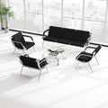 Kinfant Waiting Room Chair- Office Reception Furniture with Armrest and PU Leather Cushion, Office Guest Chair for Waiting Room Airport Hospital Bank Lobby, Black (6 Seat)