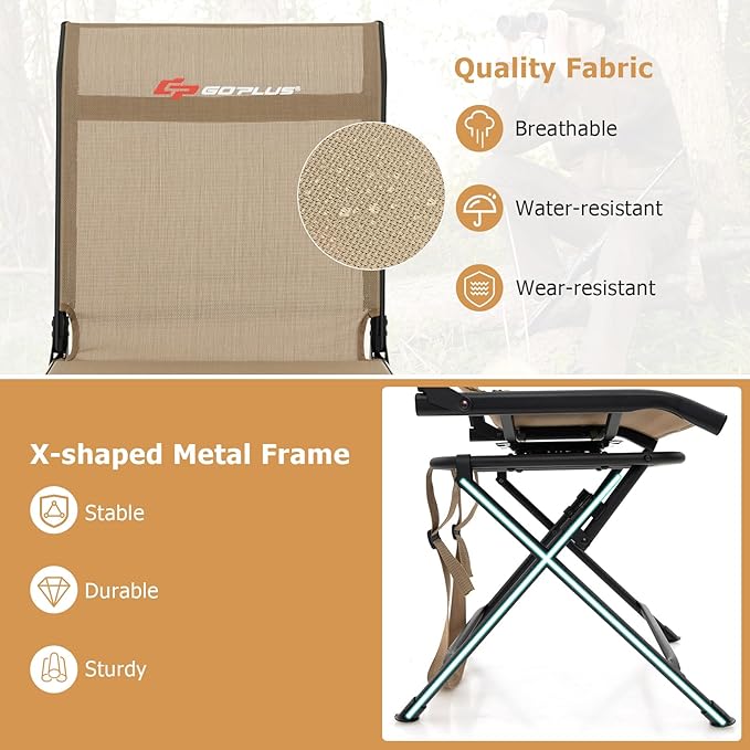 Goplus Hunting Chair, 360° Swivel Hunting Blind Chair with Carrying Strap, 330LBS Capacity, Folding Silent Deer Hunting Chair, Portable Ground Blind Chair for Fishing Camping, No Assembly
