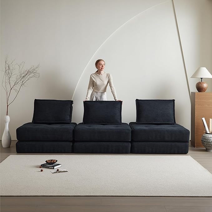 Swbvs Convertible Folding Sofa Bed, Multi-Functional Sleeper sofa with Memory Foam and Back Support – Portable Futon Couch,Fold Out Chair Bed,Comfy Floor Sofa for Living Room, Bedroom, or Small Spaces