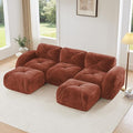 Modular Sectional Sofa with Free Combination,Boneless Floor Couch for Living Room & Lounge,Velvet 3-Seater Sectional Couch with 2 Ottomans,No Assembly Needed