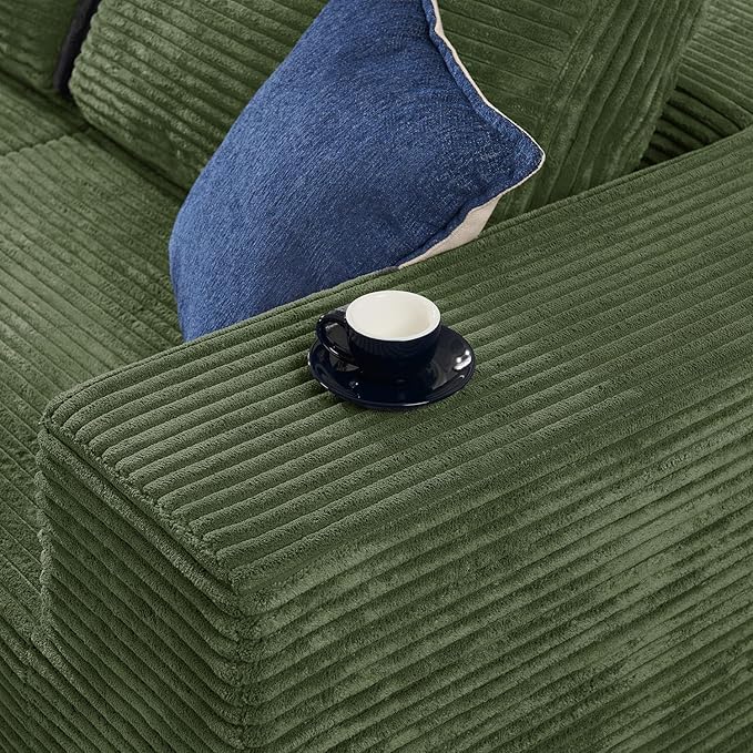 Furnify 40" Modular Sectional Sofa, Upholstered Floor Sofa Couch with Pillow, Bean Bag Chair for Bedroom Living Room, No Assembly Required (Green, Plush Corduroy Fabric)