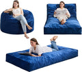 Hobestluk Giant Bean Bag Chair Bed for Adults, Large Bean Bags with High-Density Foam Filling, Convertible Big Sofa Bed Couch for Living Room, Bedroom, Playroom (Blue, Twin)